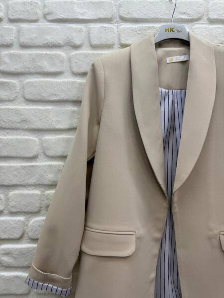 Çift Cepli Blazer Ceket Taş 9887 - 2