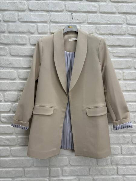 Çift Cepli Blazer Ceket Taş 9887 - 1