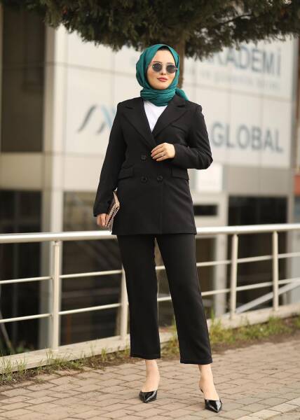 Düğmeli Blazer Ceket Siyah 9848 - 1